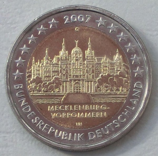 2 Euro Gedenkmünze Deutschland G 2007 Mecklenburg-Vorpommern / Schweriner Schloss unz.