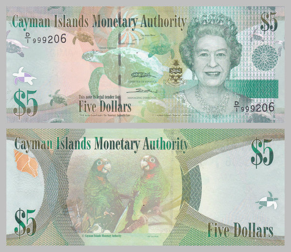 Kaimaninseln / Cayman Islands 5 Dollars 2010 p39a prefix D/1 unz.