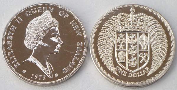 Neuseeland 1 Dollar Sondermünze 1979 Staatswappen p48 unz.