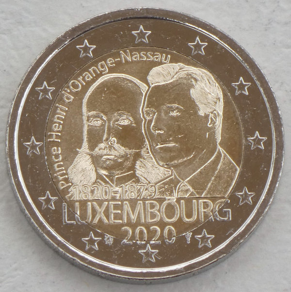 2 Euro Luxemburg 2020 200. Geburtstag Heinrich von Oranien-Nassau unz.