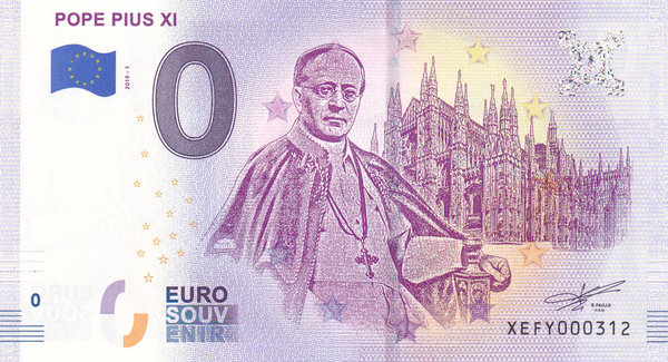 8x 0 Euro Souvenirschein Pope / Päpste serial no 000312