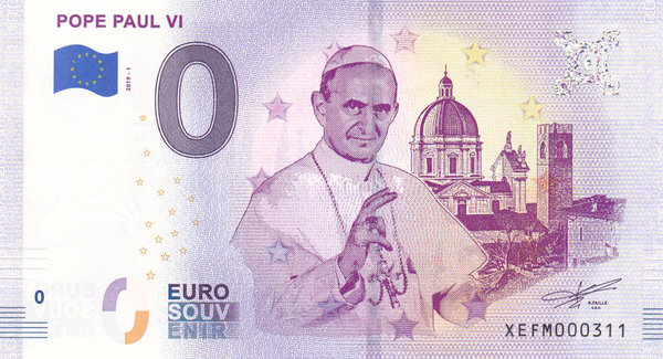 8x 0 Euro Souvenirschein Pope / Päpste serial no 000311