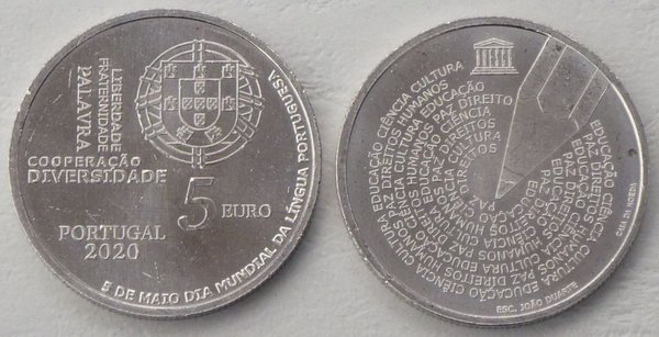 5 Euro Portugal 2020 Portugiesische Sprache unz.