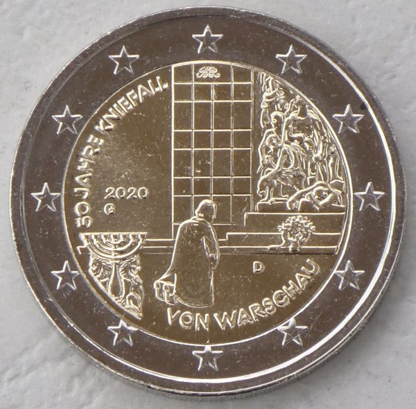 2 Euro Gedenkmünze Deutschland G 2020 Kniefall von Warschau unz.