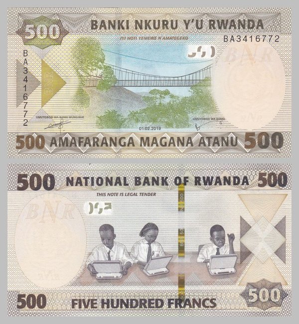 Ruanda / Rwanda 500 Francs 2019 unz.