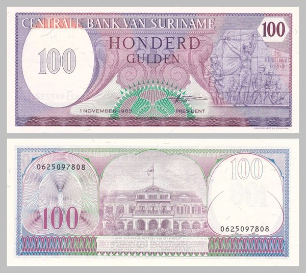 Surinam / Suriname 100 Gulden 1985 p128b unz.