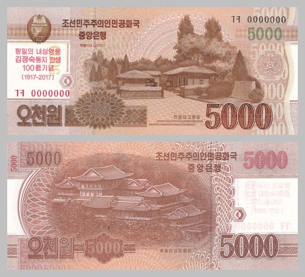 Nordkorea 5000 Won 2017 (2013) pCS20 unz.