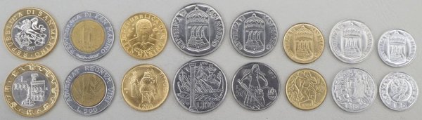 San Marino KMS Kursmünzensatz 1973-1997 unz