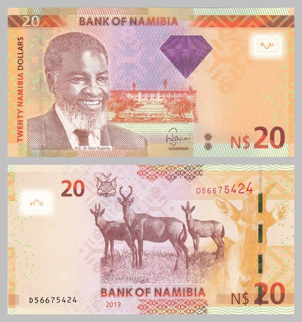 Namibia 20 Dollars 2013 p12b unz.