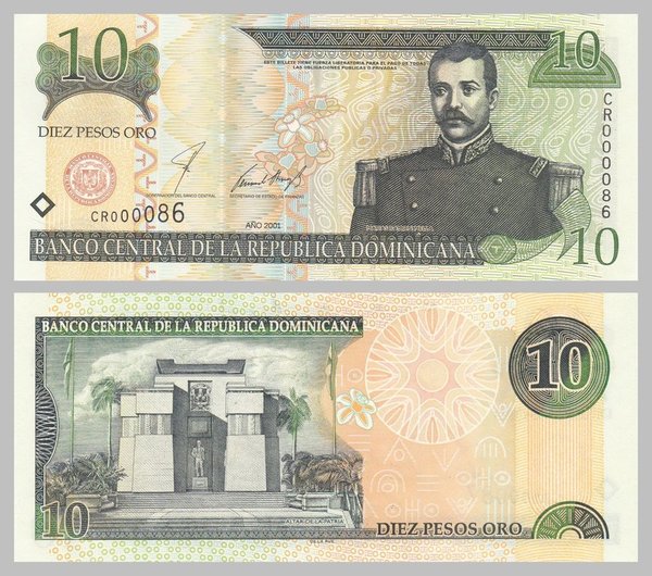 Dominikanische Republik 10 Pesos 2001 p168a unz.