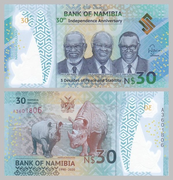 Namibia 30 Dollars 2020 Polymer unz.