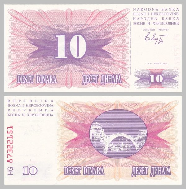 Bosnien und Herzegowina 10 Dinara 1992 p10a unz.