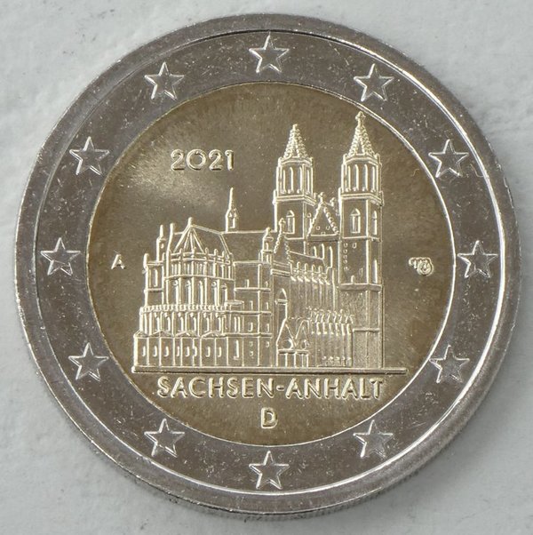 2 Euro Deutschland A 2021 Sachsen-Anhalt / Magdeburger Dom unz.