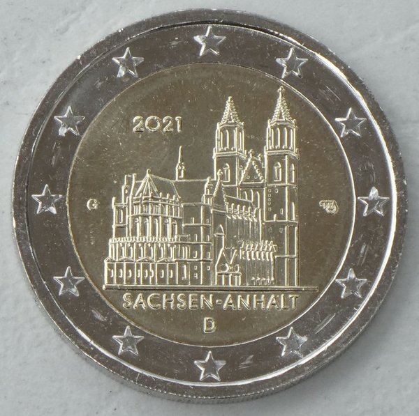 2 Euro Deutschland G 2021 Sachsen-Anhalt / Magdeburger Dom unz.