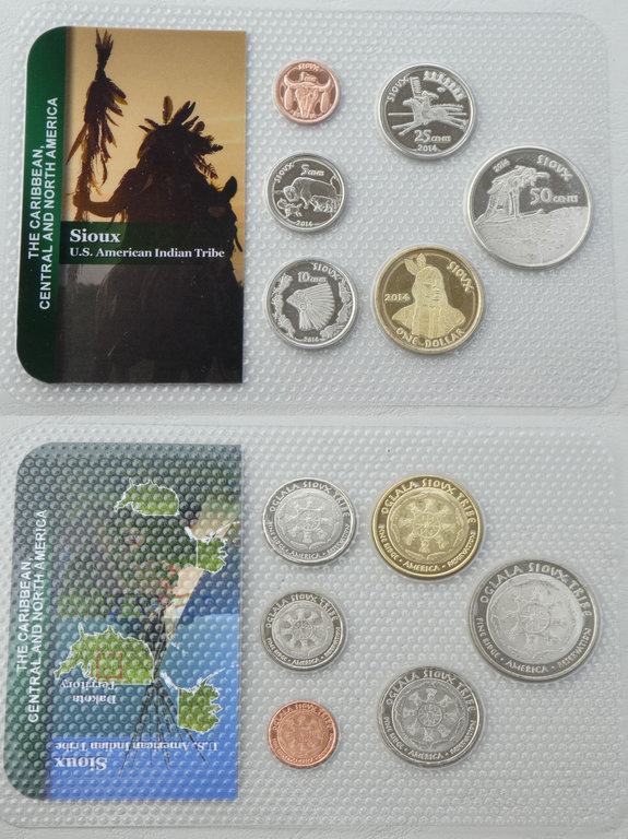 USA Native American Indians / Sioux KMS Kursmünzensatz 2014 im Blister unz.