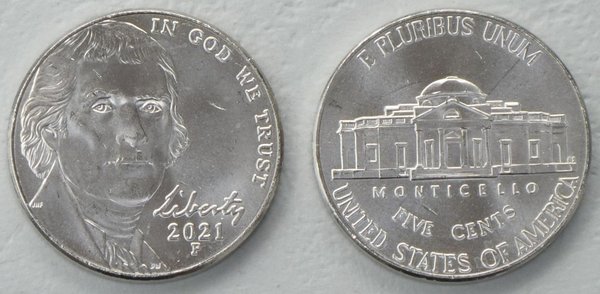 USA 5 Cents Nickel 2021 P unz.