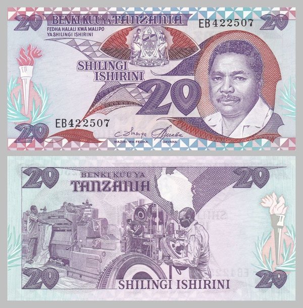 Tansania 20 Shilingi 1986 p15 unz.