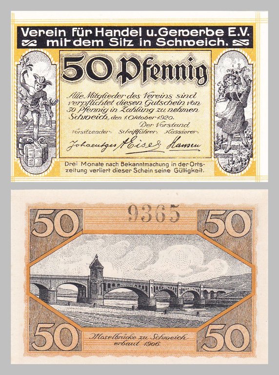 Deutsches Reich Schweich ad Mosel Notgeld 50 Pfennig 1920 unz