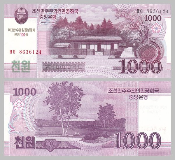 Nordkorea 1000 Won 2012 (2008) pCS15 unz.