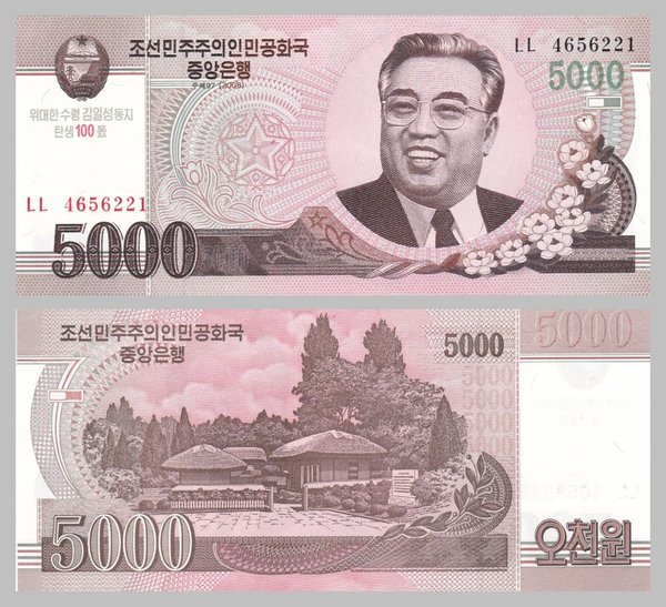 Nordkorea 5000 Won 2012 (2008) pCS17 unz.