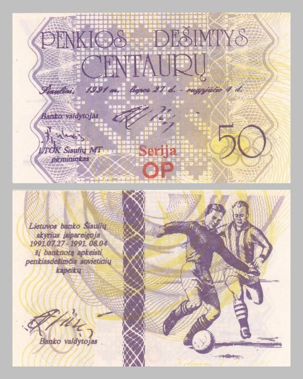 Litauen / Lithuania 50 Centauru Sportspiele 1991 Fußball unz.