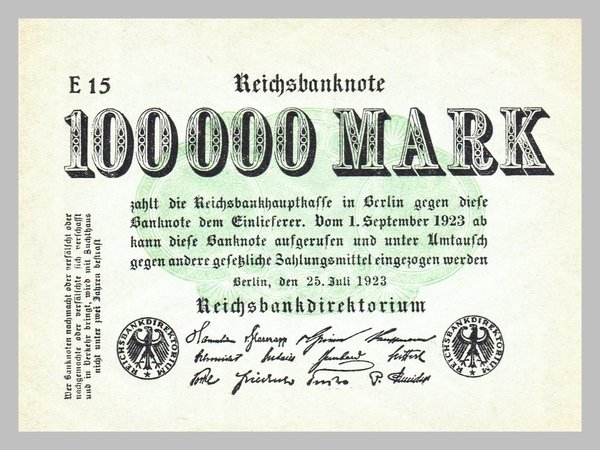 Deutsches Reich 100000 Mark 1923 Ro90a unz