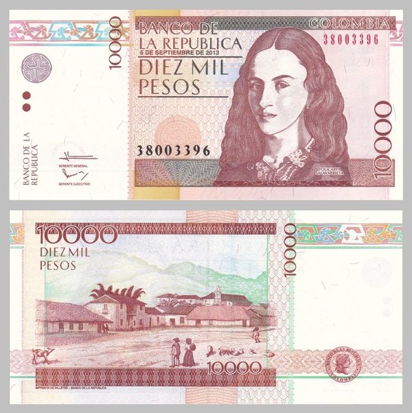 Kolumbien 10000 Pesos 5 Sep 2013 p453 unz.