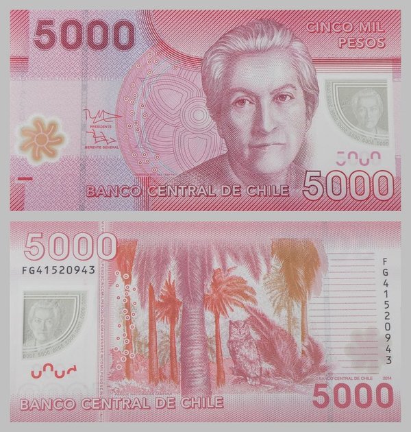 Chile 5000 Pesos 2014 Polymer unz.