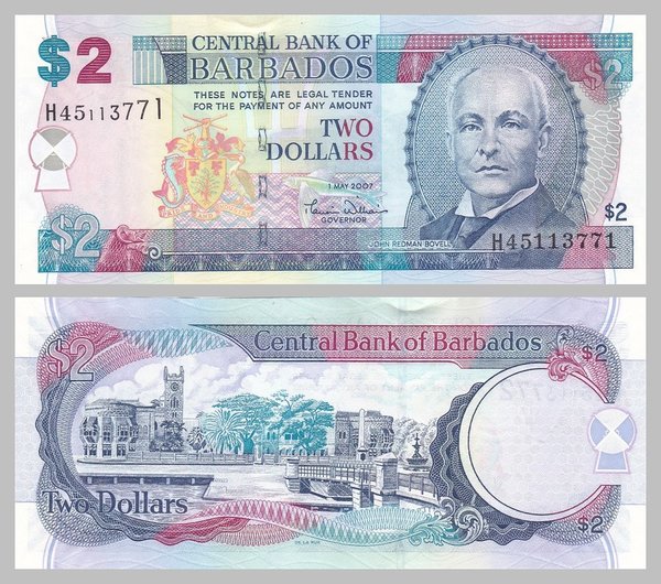 Barbados 2 Dollars 2007 p66a unz.