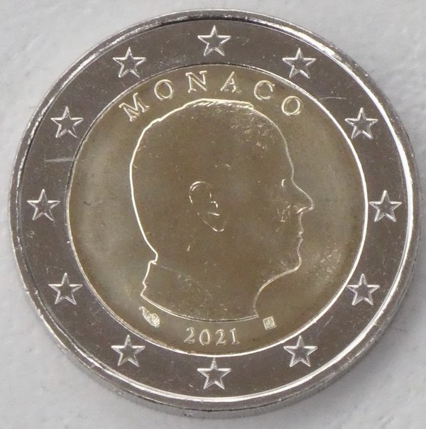 2 Euro Kursmünze Monaco 2021 Albert II unz.
