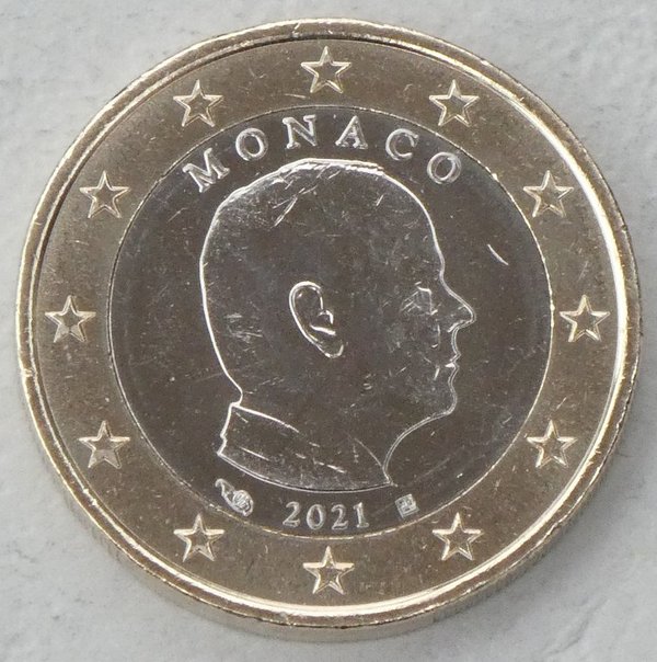 1 Euro Kursmünze Monaco 2021 Albert II unz