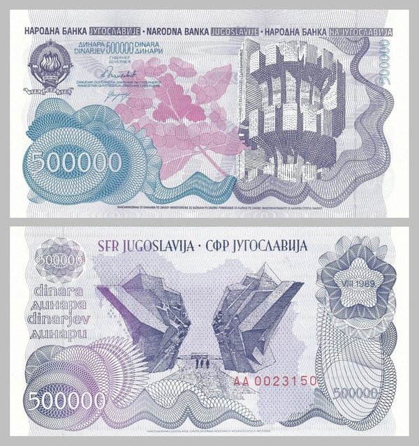 Jugoslawien 500000 Dinara 1989 p98a unz.
