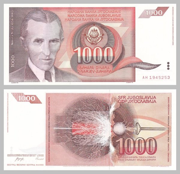 Jugoslawien 1000 Dinara 1990 p107 unz.