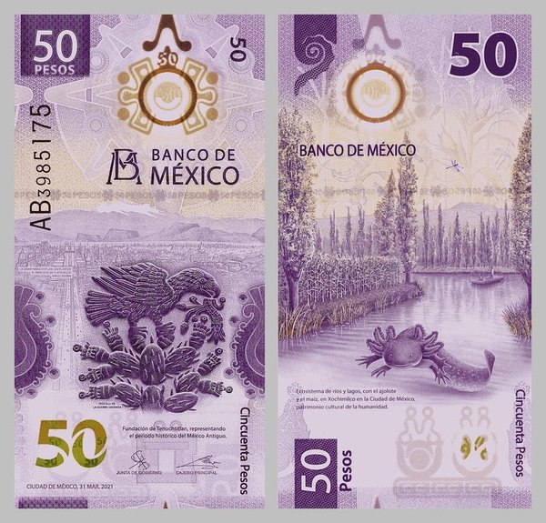 Mexiko 50 Pesos 2021 Polymer sign1 unz.