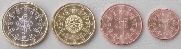 Euro KMS Kursmünzensatz Portugal 2020 4 Werte unz
