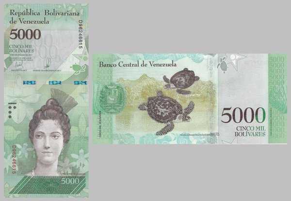 Venezuela 5000 Bolivares 2017 p97c unz