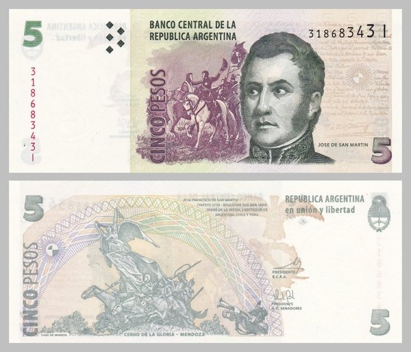 Argentinien 5 Pesos 2003 p353b unz.