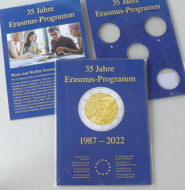 Leuchtturm Münzkarte für 5x2 Euro 2022 Erasmus-Programm