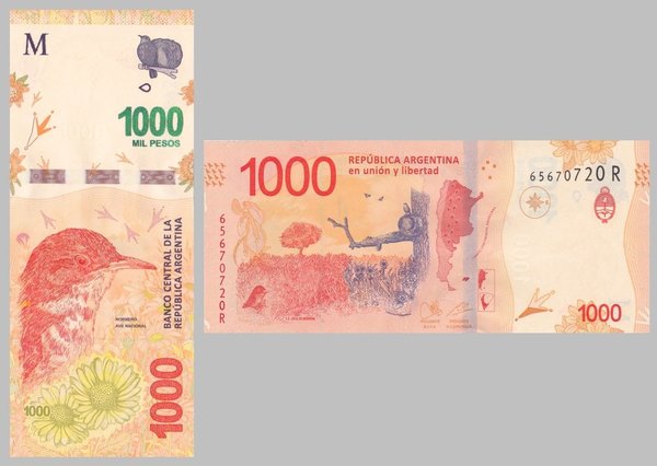 Argentinien 1000 Pesos 2017 p366 sign4 unz.