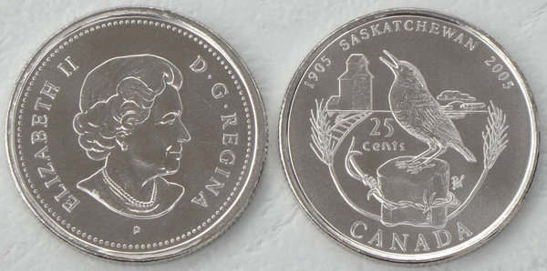 Kanada 25 Cents Gedenkmünze 2005 100 Jahre Saskatchewan p532 unz.