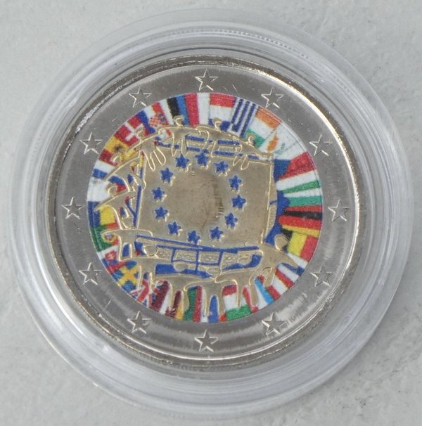 2 Euro Gedenkmünze Österreich 2015 30 Jahre Europaflagge in Farbe unz.