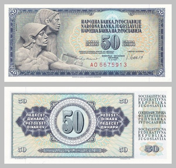 Jugoslawien 50 Dinara 1981 p89b unz.