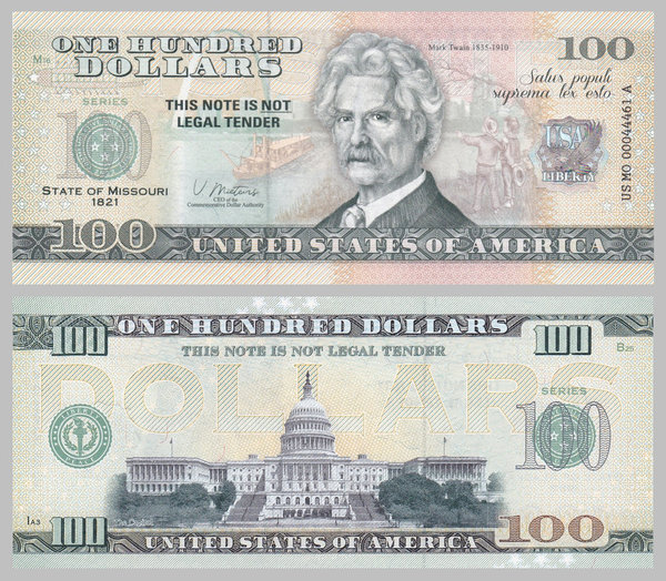 USA 100 Dollars Souvenirschein novelty note - Missouri - Mark Twain