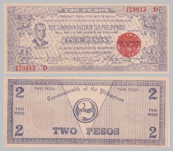 Philippinen 2 Pesos Negros Occidental 1942 pS647B vzgl