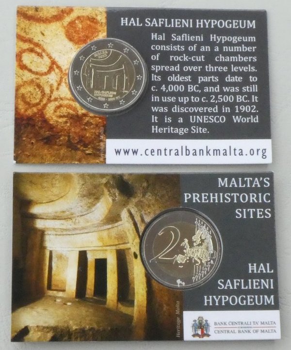 2 Euro Gedenkmünze Malta 2022 Hypogäum von Hal-Saflieni in coincard unz.