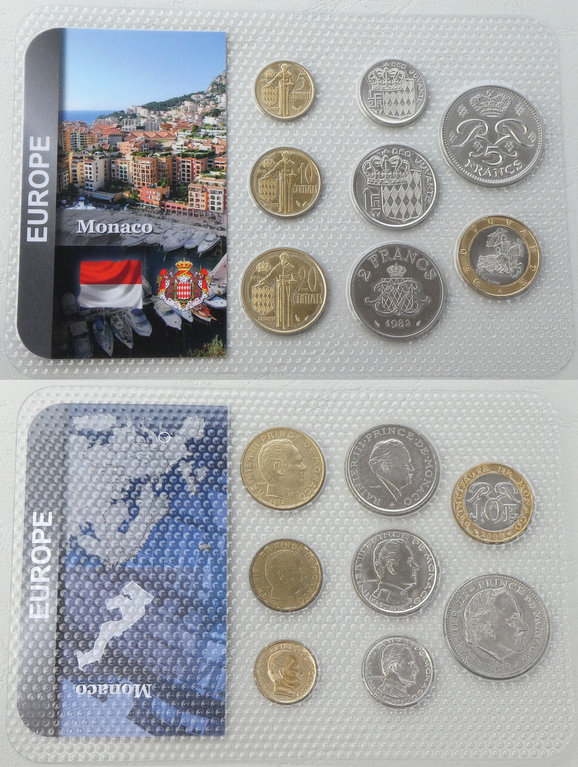 Monaco KMS Kursmünzensatz 1971-2000 im Blister unz.