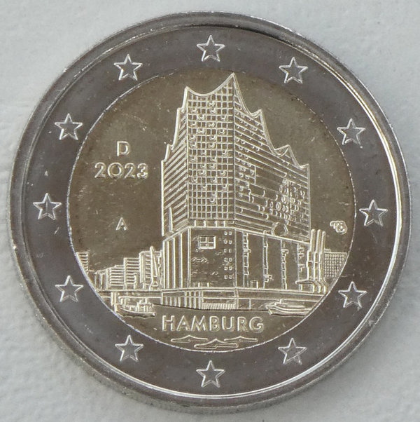 2 Euro Gedenkmünze Deutschland A 2023 Hamburg /  Elbphilharmonie unz.