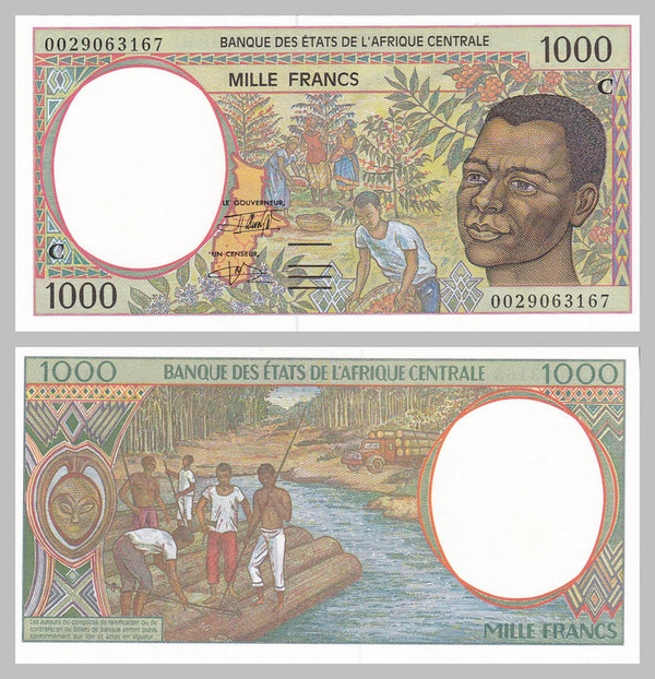 Zentralafrikanische Staaten - Republik Kongo 1000 Francs 2000 p102Cg unz.