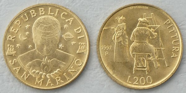 San Marino 200 Lire Gedenkmünze 1997 p366 unz