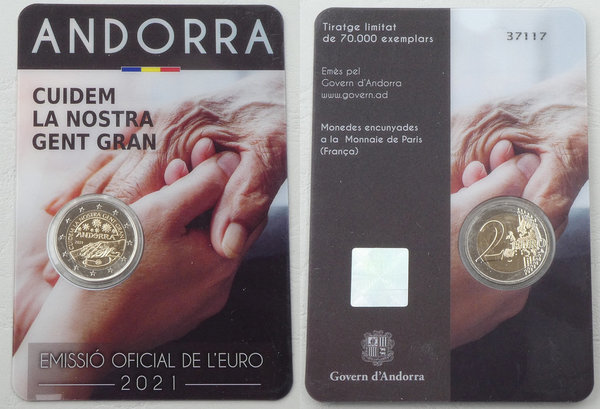 2 Euro Gedenkmünze Andorra 2021 Senioren unz.